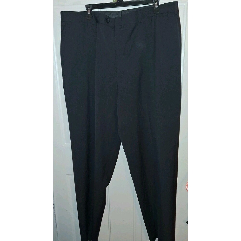 Wall Street Collection Mens Dress Pants 40x33 Black Pleated Career Slacks